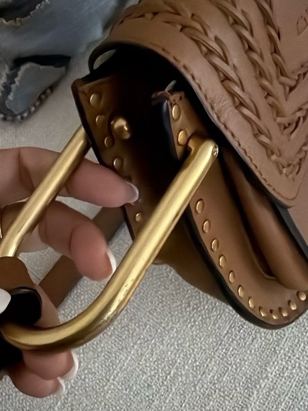 CHLOE Brown Leather Small Marcie Saddle Bag with Tasselt - Picture 6 of 11